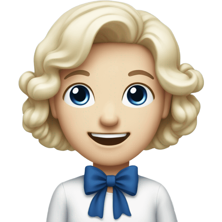 white Cute emoji with dark blue bow emoji