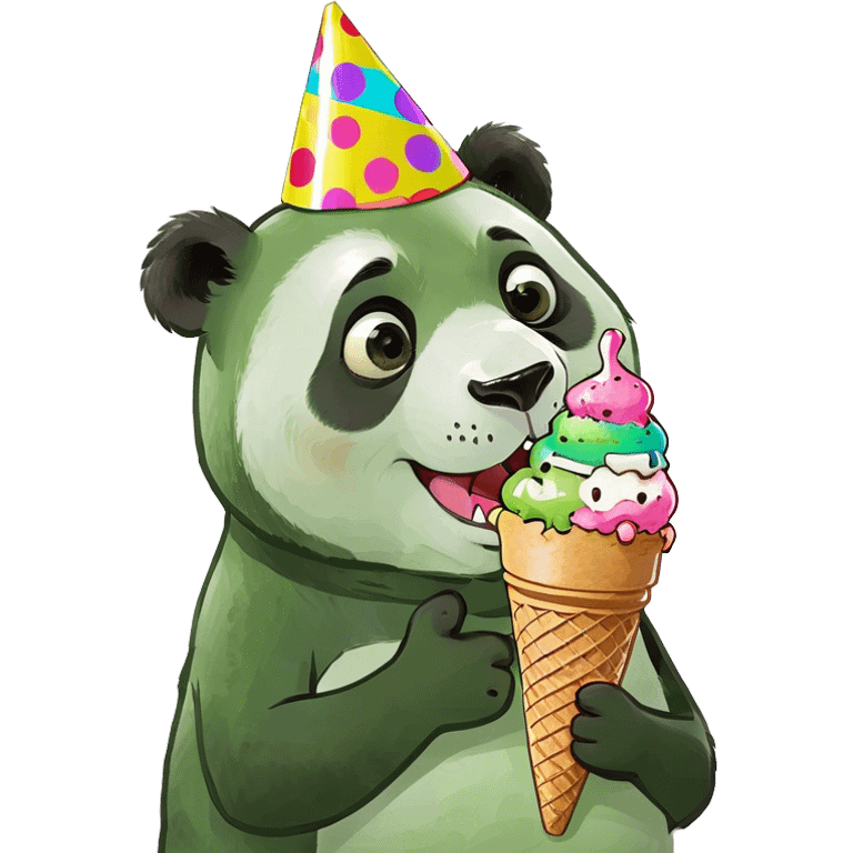 Panda eating ice cream emoji