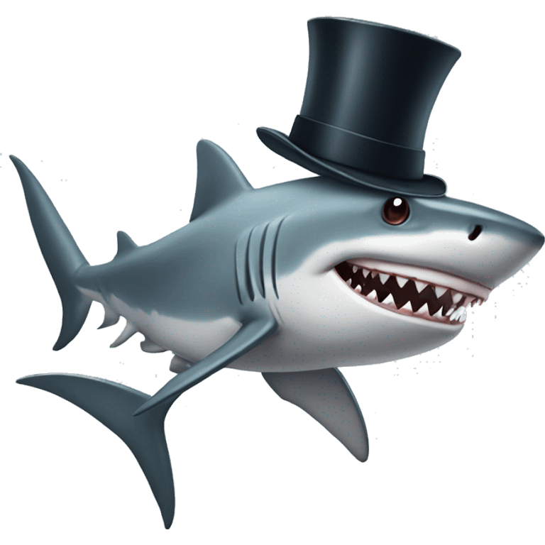 Shark with a top hat emoji