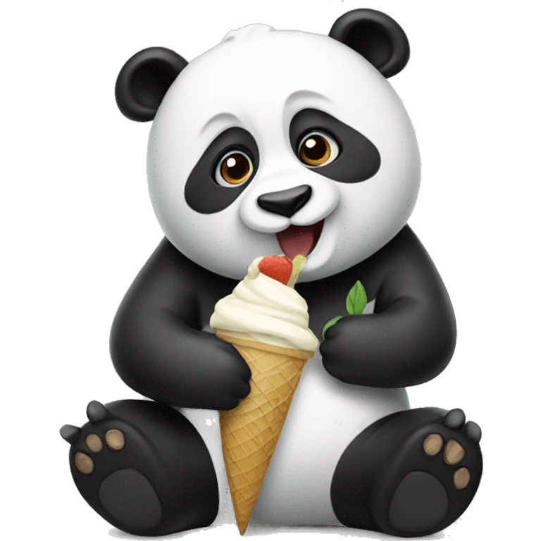 Panda eating ice cream emoji