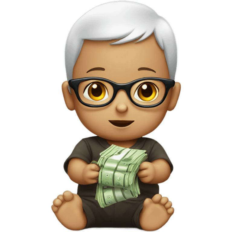 Baby wearing glasses and counting money emoji