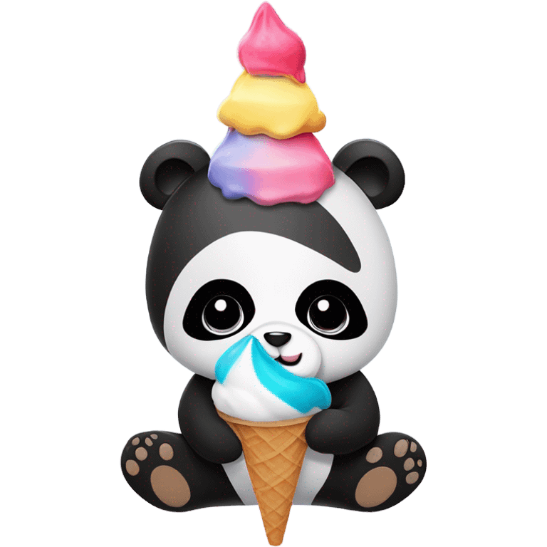 Panda eating ice cream emoji