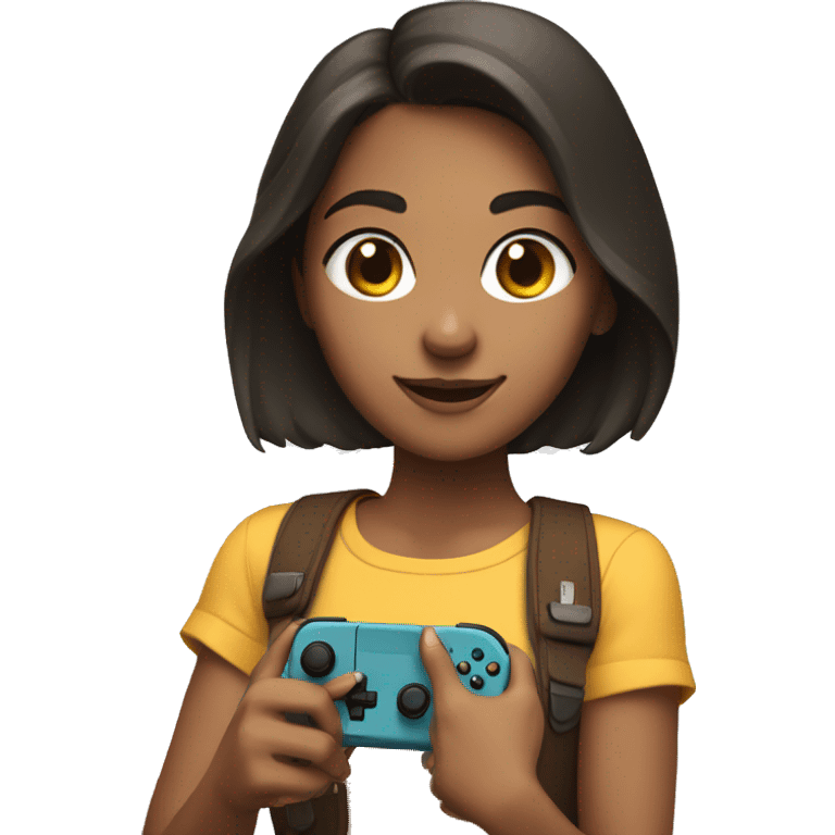 With brunette girl with a Nintendo switch controller emoji