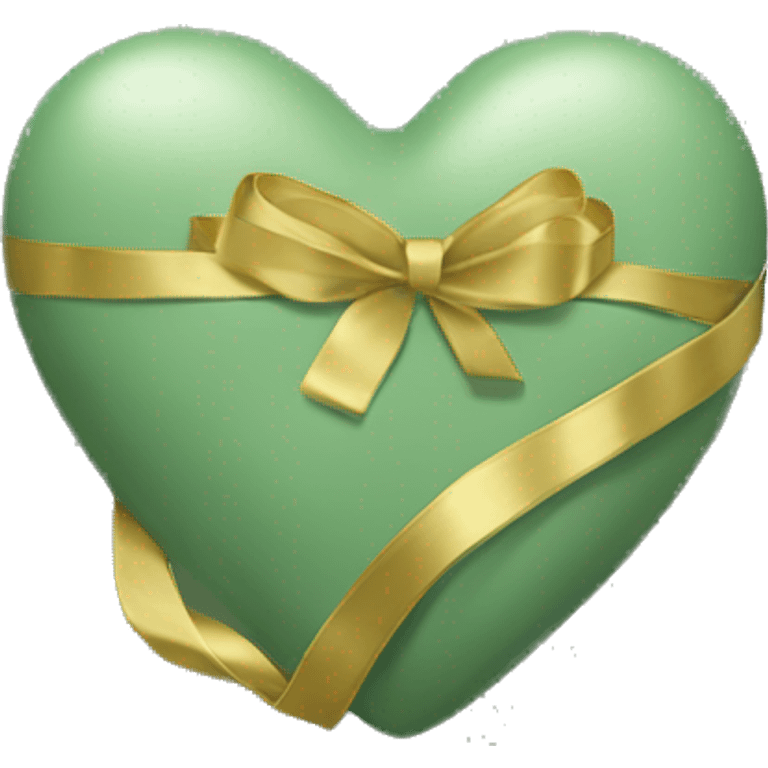 Sage green heart with gold ribbon  emoji