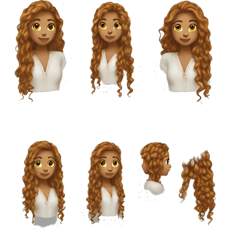 Ado fille métisse cheveux long et boucle emoji