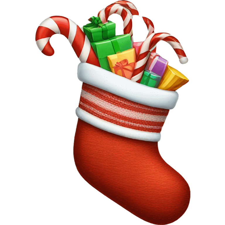 Christmas stocking filled with candy canes emoji