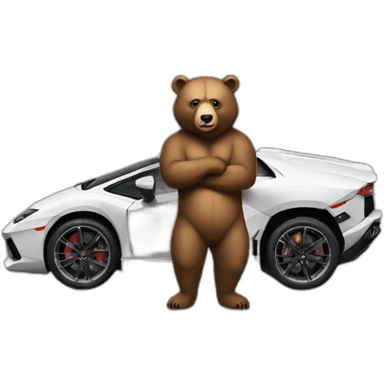 bear leaning on a lambo emoji