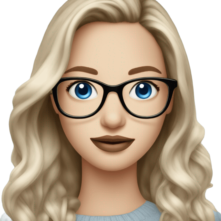 Beautiful Balayage pale model lady with glasses and blue eyes  emoji