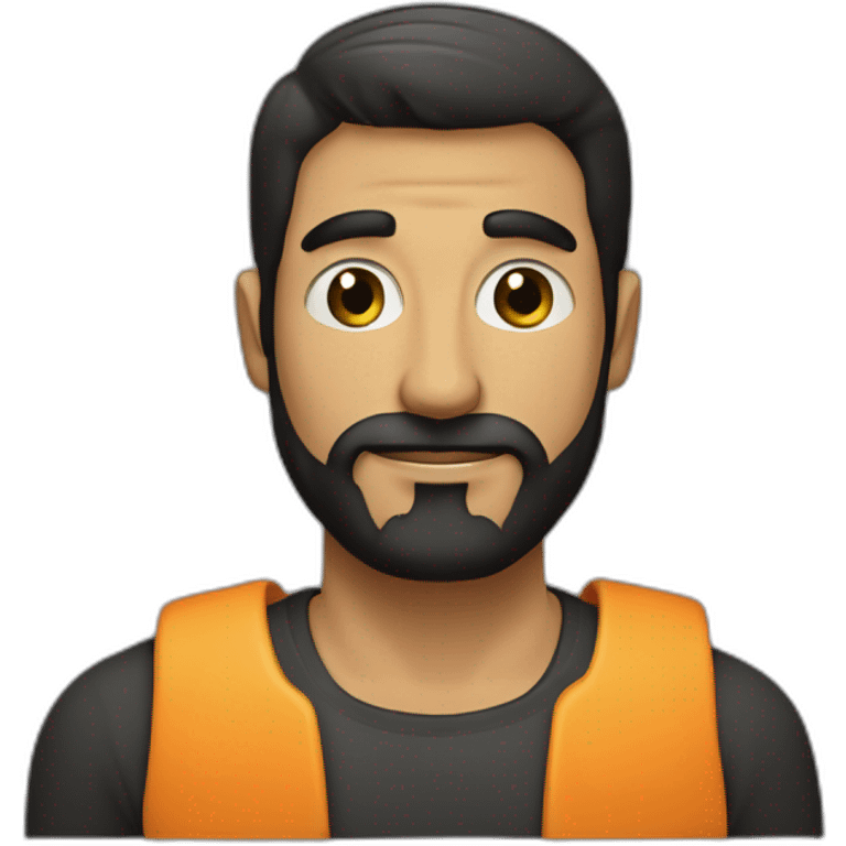 Hombre con barba negra larga, con poco pelo, barriga grande y con una pala de pádel en la mano emoji