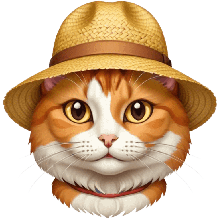 Cat with straw hat emoji