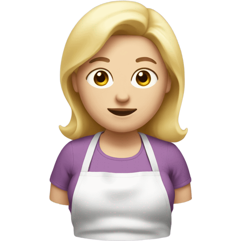 fat woman cooking white with blonde straight hai emoji