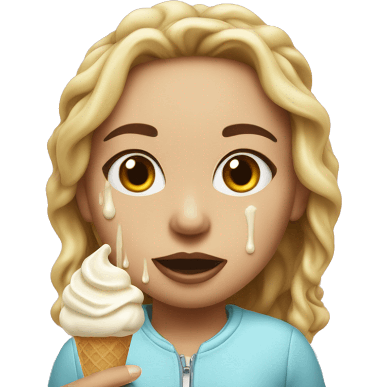 girl with vanilla ice cream dripping on their face emoji