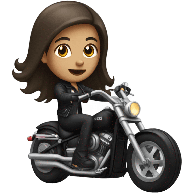 Girl with dark blonde hair on a black chopper motorcycle  emoji