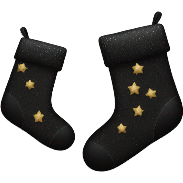 Black Christmas stockings, with black glitter emoji