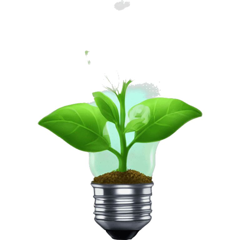 a plant sprout inside a glowing idea lightbulb emoji