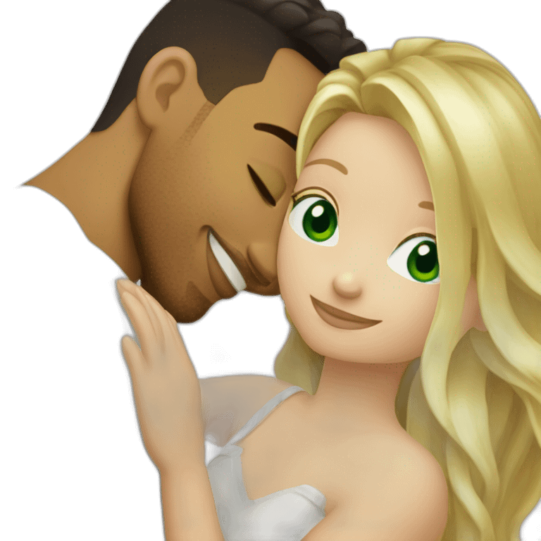 Romeo santos and blond girl green eyes hugging emoji