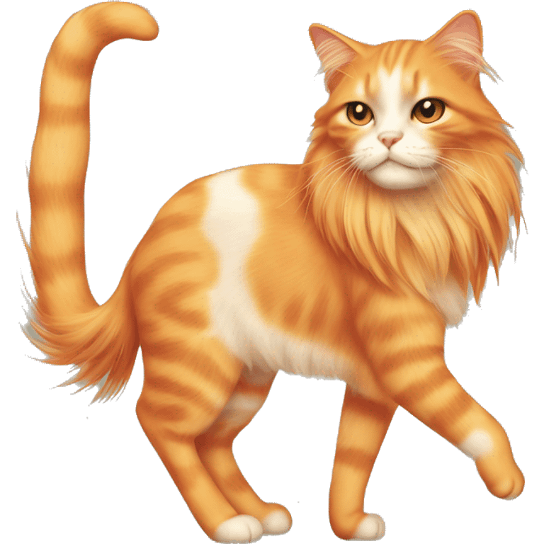 orange cat malicious long hair but cute emoji