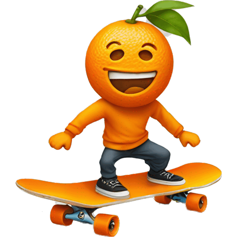 an orange on a skateboard emoji