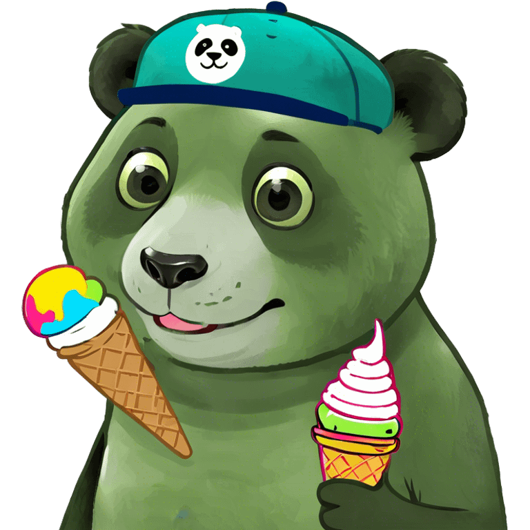 Panda eating ice cream emoji