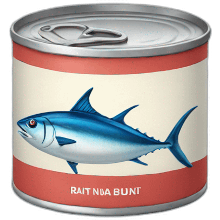 Realistic small can of tuna showing the shape of a boat only blue colors emoji