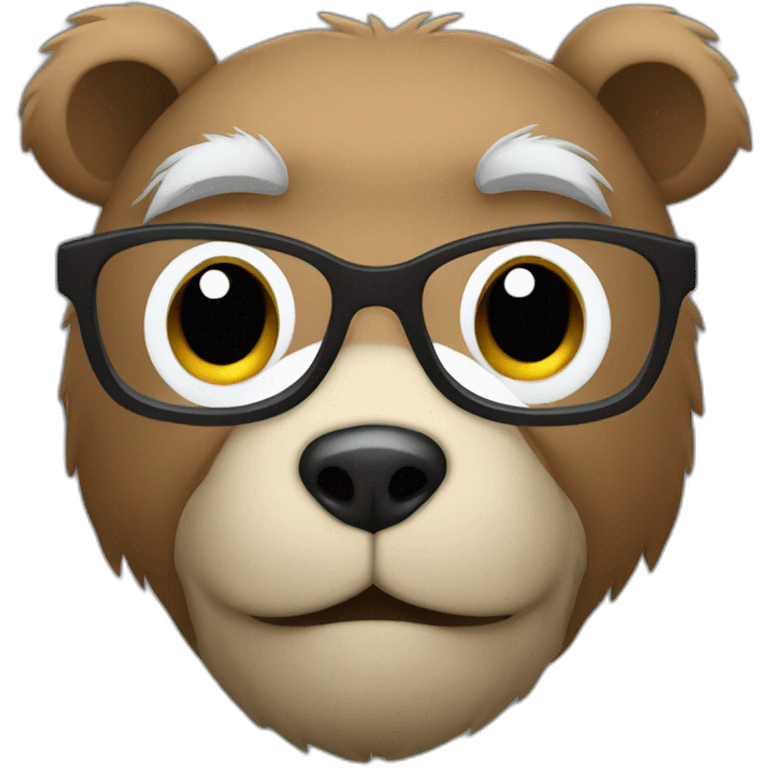 Bear face with gray hair and square glasses emoji