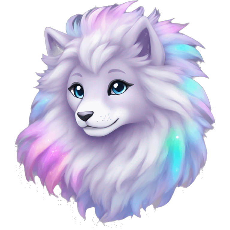 Shiny Sparkly Colorful Fluffy beautiful Mane Kawaii Ethereal Anthro Sona Nebula-Crystal-Fakemon-animal emoji