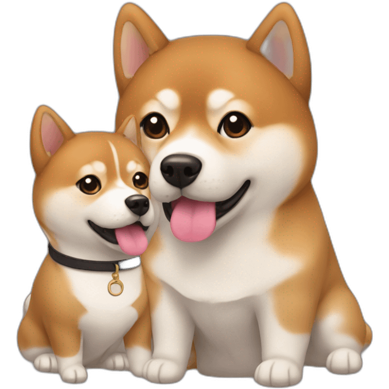 Cute Shiba-dog with her mistress, a woman with brown and curly hair emoji