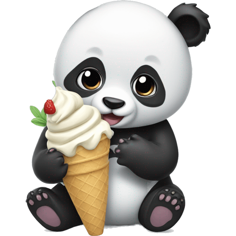 Panda eating ice cream emoji