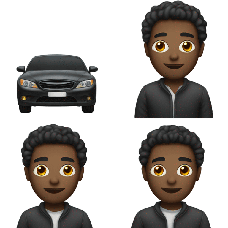 Black man with car emoji