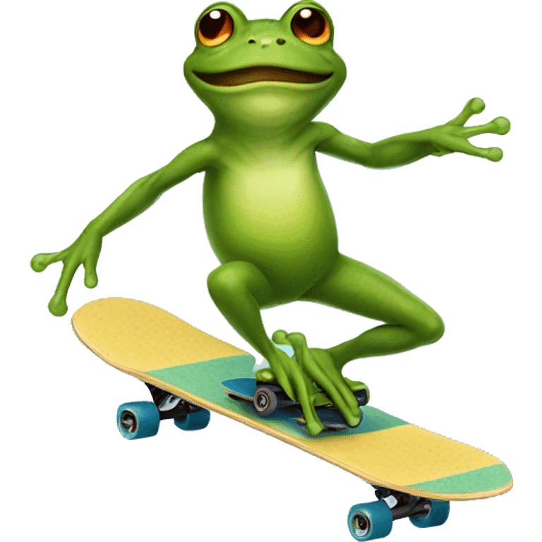 frog riding skateboard emoji