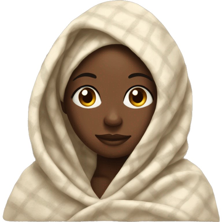 Black girl in a blanket emoji