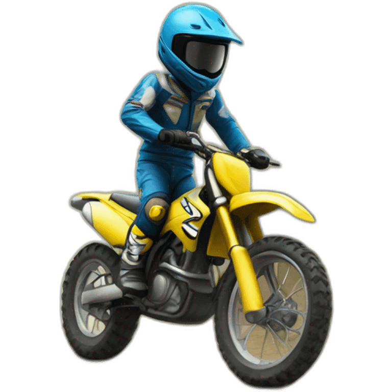 Homme cagoule sur un motocross en roue arrière emoji