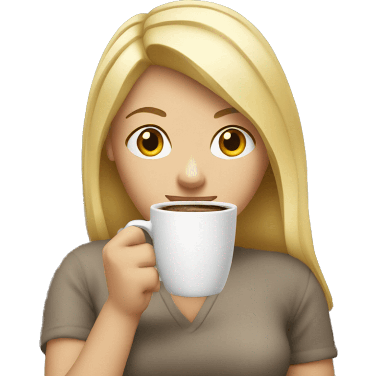 Blond woman holding a cup of coffee emoji