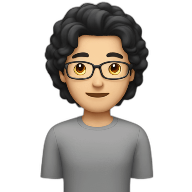 Men with computers and center parted black hair emoji