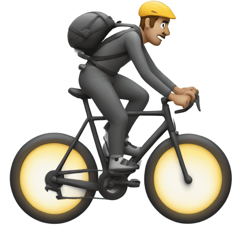 a man cycling in fog emoji