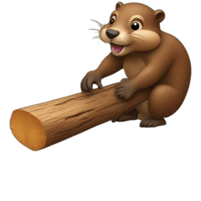 Beaver biting wood emoji