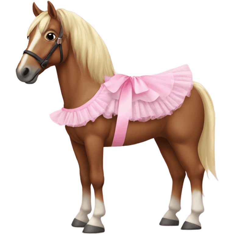 Horse wearing a pink tutu emoji