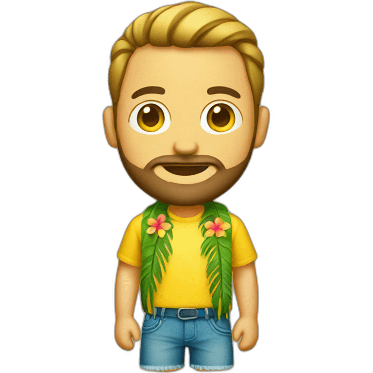 guy with yellow hawaiian skirt beard emoji