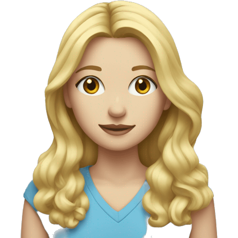 blonde girl portrait on blue emoji