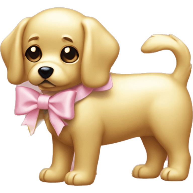 Gold dog mini with a bow pale pink emoji