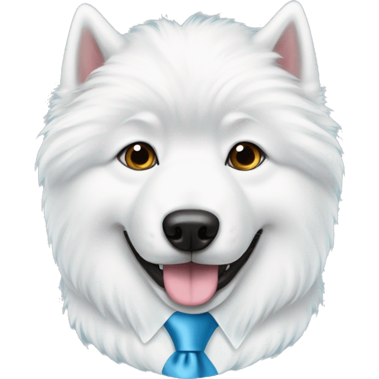 Samoyed with a light blue tie  emoji