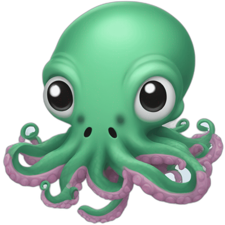 cute kraken with cute face flushing emoji