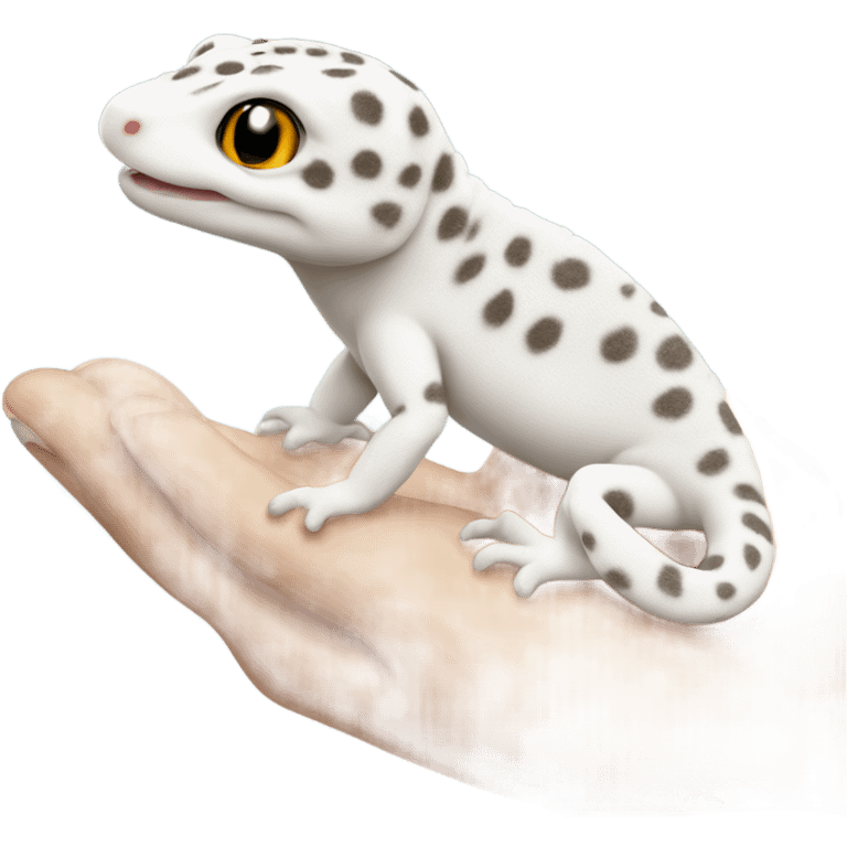 White leopard gecko in hand emoji