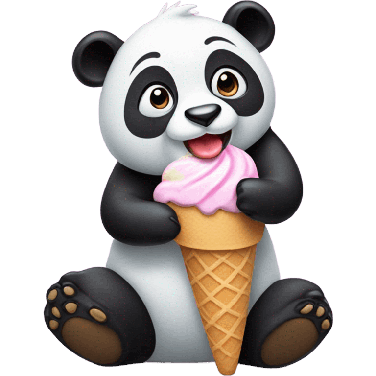 Panda eating ice cream emoji