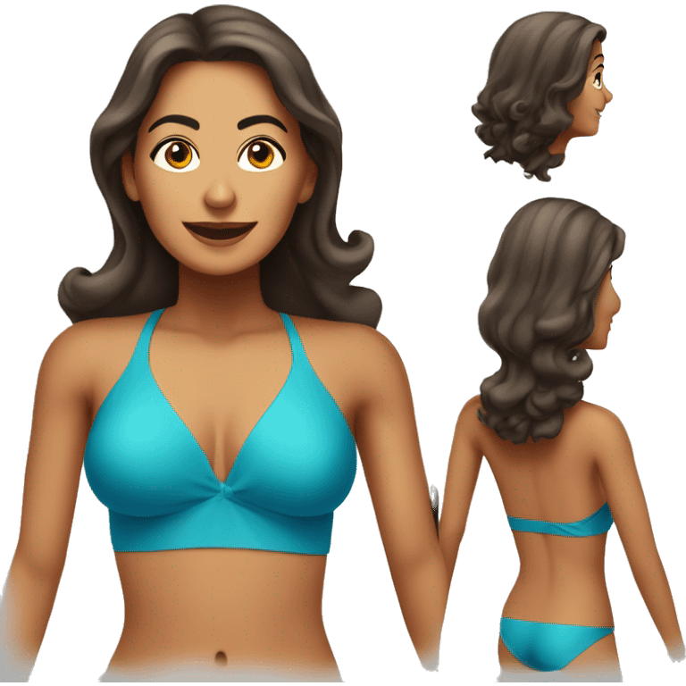 An attractive senior woman Latina colored with long hair and wearing a swimming bikini  emoji