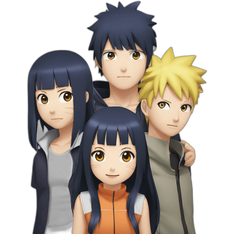 Hinata famille avec boruto,himiwari et naruto emoji