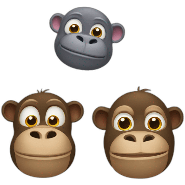 2 monkeys and hippopotamus emoji