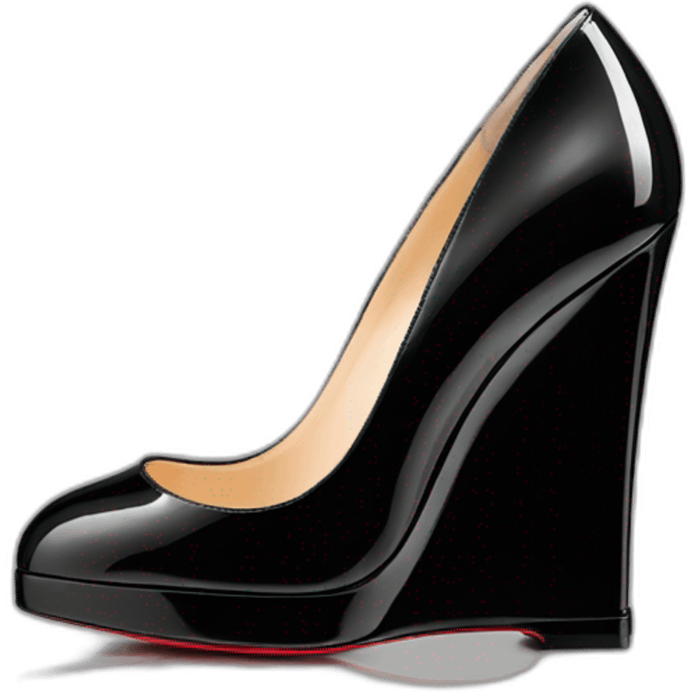 WEDGE heel LOUBOUTIN black leather PATENT emoji