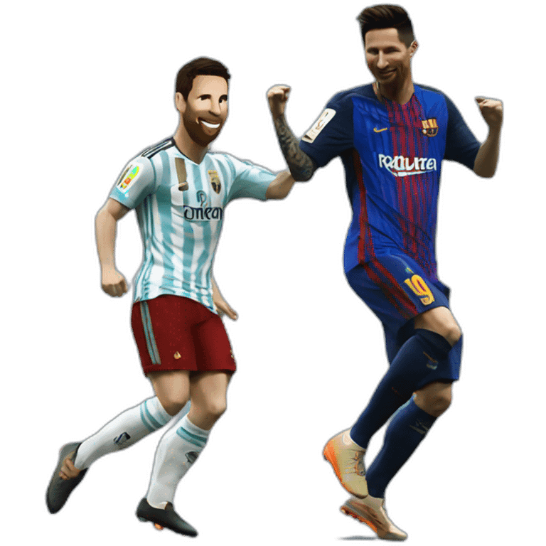 Ronaldo dancing  with messi emoji