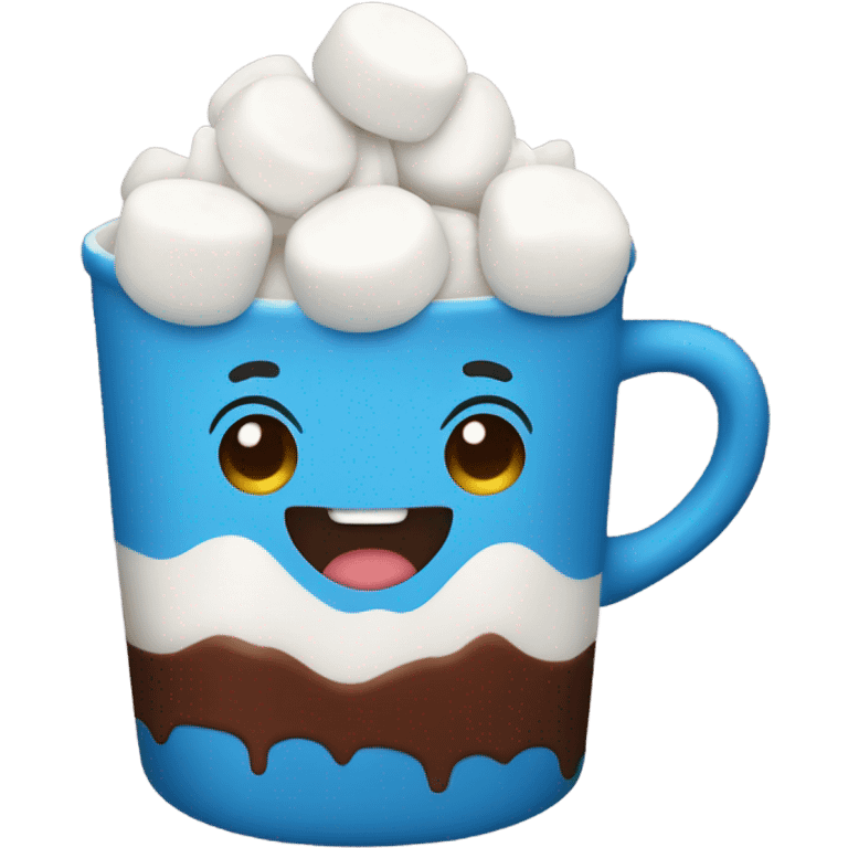 blue cup of chocolate with marshmallows emoji